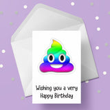 Emoji Birthday Card 08 - Rainbow Poo / Poop