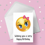 Emoji Birthday Card 12 - Cute Girl Emoji
