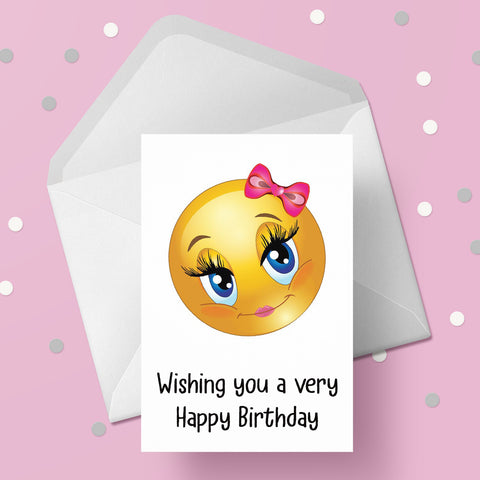 Emoji 02 Birthday Card - Cute Girl Emoji