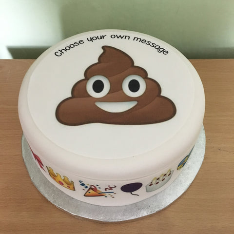 Emoji 07 Edible Icing Cake Topper or Ribbon - Brown Poo / Poop