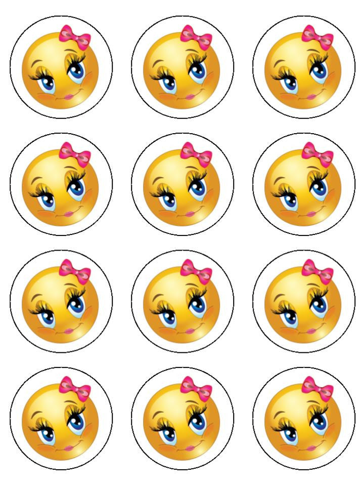Emoji Edible Icing Cake Topper 12 Cute Girl the caker online