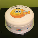 Emoji Edible Icing Cake Topper 03 - Smiley with Beer