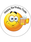 Emoji Edible Icing Cake Topper 03 - Smiley with Beer