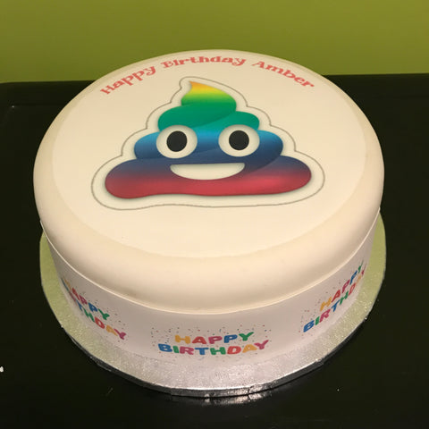 Emoji 08 Edible Icing Cake Topper - Rainbow Poo / Poop