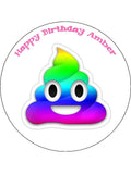 Emoji Edible Icing Cake Topper 08 - Rainbow Poop