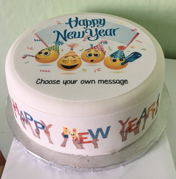 Happy New Year Edible Icing Cake Topper 07
