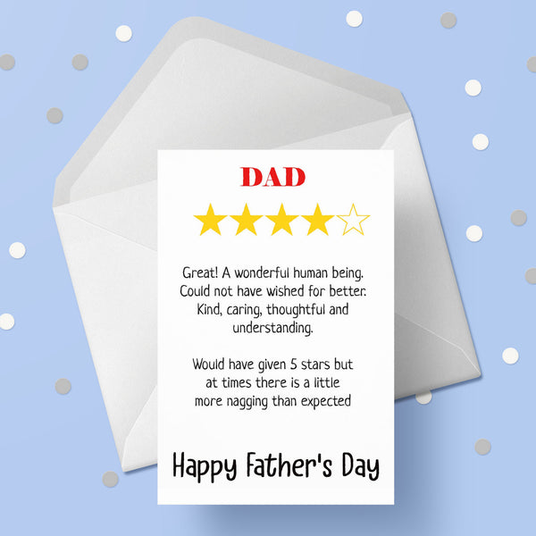 Father's Day Card 23 - Funny 4 star review