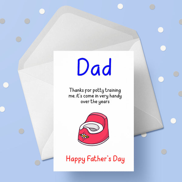 Father's Day Card 26 - Funny thanks for the potty training