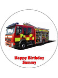 Fire Engine Truck Edible Icing Cake Topper 01