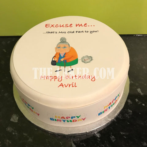 Happy Birthday Edible Icing Cake Topper or Ribbon 07 - Funny Mrs Old Fart