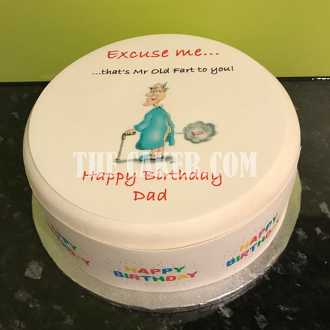 Happy Birthday Edible Icing Cake Topper or Ribbon 08 - Funny Mr Old Fart