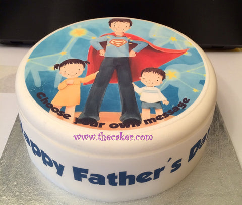Father's Day Edible Icing Cake Topper 03 - Dad the Hero