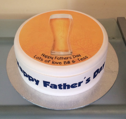 Father's Day Edible Icing Cake Topper 10 - Pink of Beer