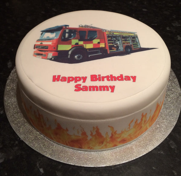 Fire Engine Truck Edible Icing Cake Topper 01