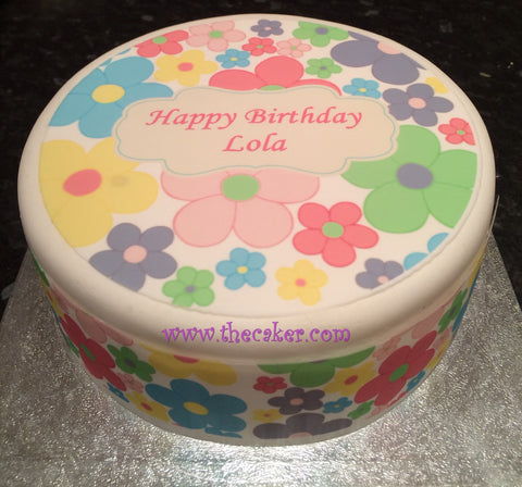 Flower Pattern Edible Icing Cake Topper 02