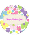 Flower Pattern Edible Icing Cake Topper 02