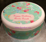 Edible Icing Cake Topper for ladies with pretty flowers 03