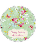 Flower Pattern Edible Icing Cake Topper 03