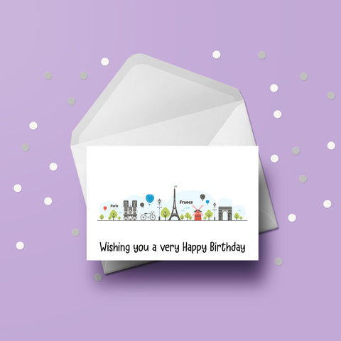 France / French Skyline Birthday Card