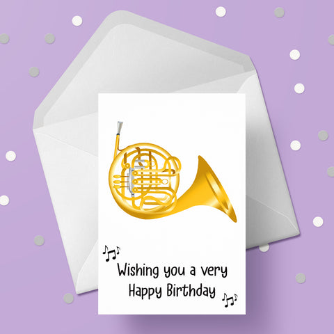 French Horn Birthday Card