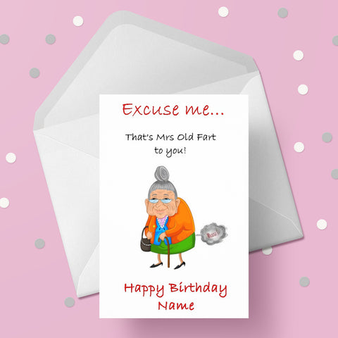 Happy Birthday Card 07 - Funny Mrs Old Fart