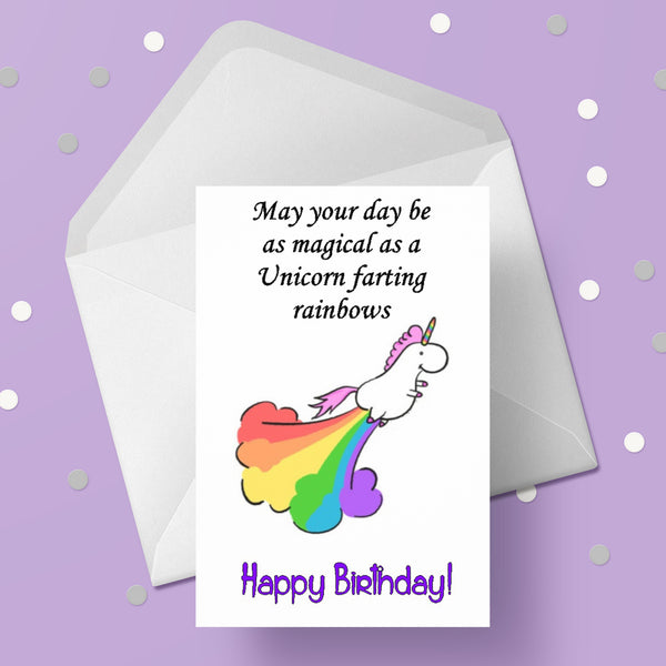 Birthday Card 06 - Funny Farting Unicorn