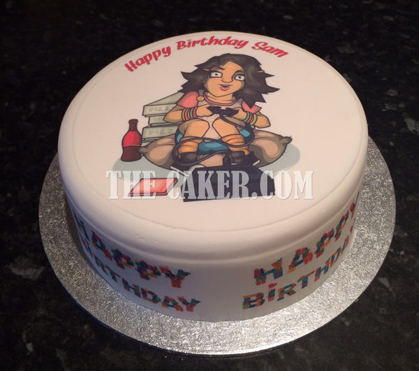 Female Video Games Player Edible Icing Cake Topper 03