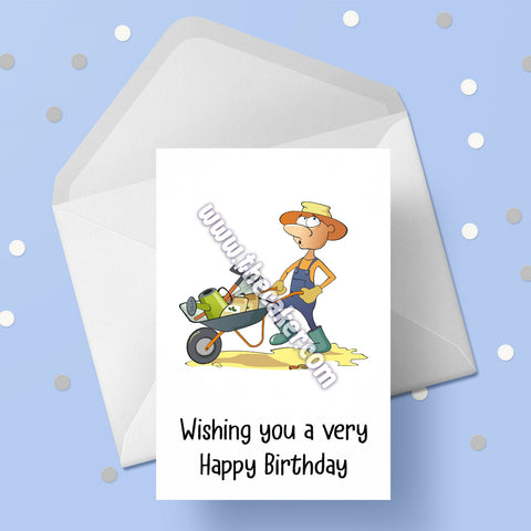 Gardening 02 Birthday Card - Male Gardener