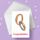 Gay Wedding 03 Card - Rainbow Rings