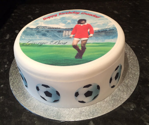 George Best Edible Icing Cake Topper or Ribbon