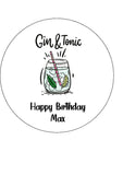 Gin and Tonic Edible Icing Cake Topper or Ribbon