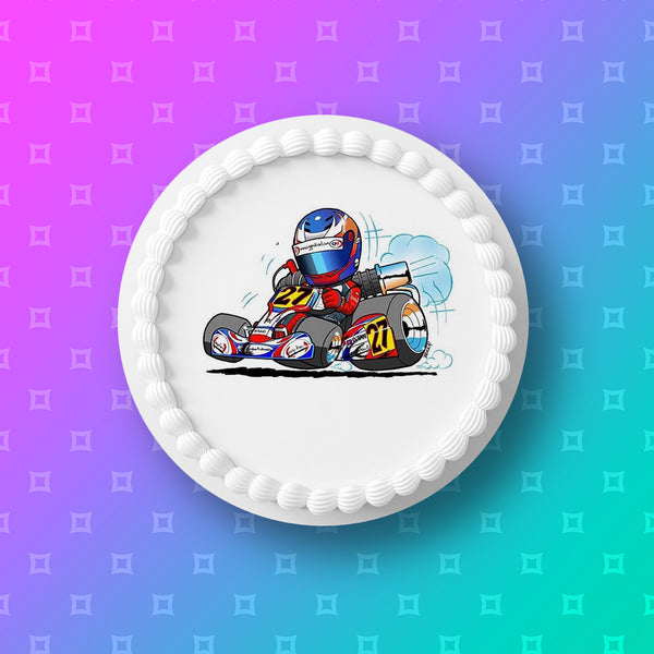 Go-Karting Go Kart Edible Icing Cake Topper 01