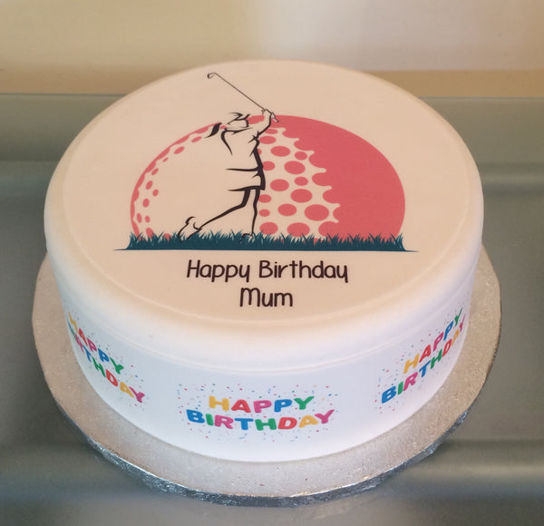Golf Edible Icing Cake Topper 04 - Lady Golfer