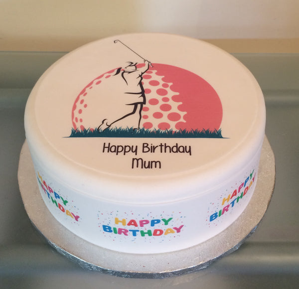 Golf 04 Edible Icing Cake Topper - Lady Golfer