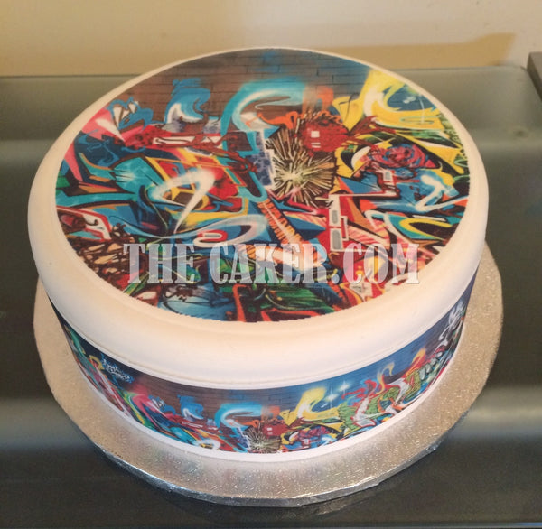 Graffiti Edible Icing Cake Topper 01