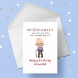 Grandad 03 Birthday Card - Funny old man farting