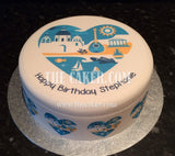 Greece Heart Edible Icing Cake Topper - I Love Greece