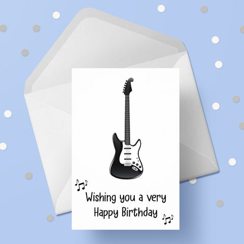 Black Guitar Birthday Card