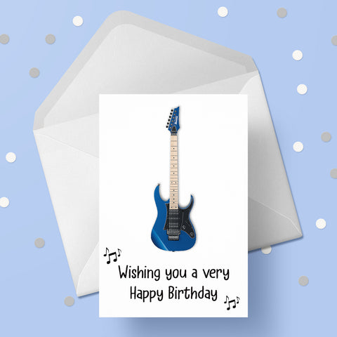 Blue Guitar Birthday Card