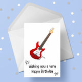 Red Guitar Birthday Card