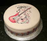 Pink Guitar Edible Icing Cake Topper