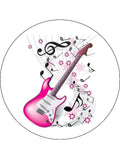 Pink Guitar Edible Icing Cake Topper