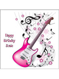 Pink Guitar Edible Icing Cake Topper