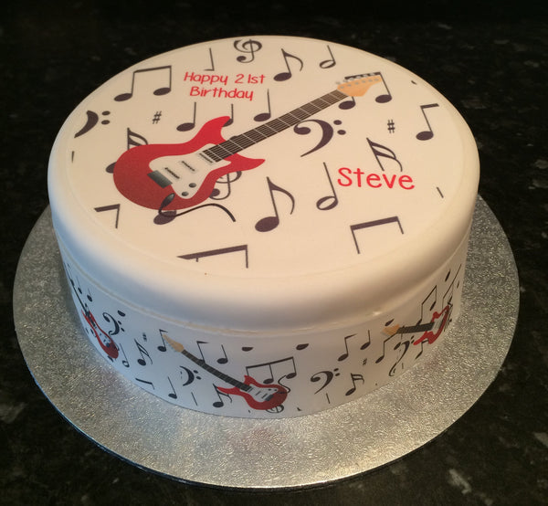 Red Guitar Edible Icing Cake Topper