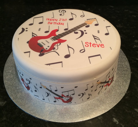 Red Guitar Edible Icing Cake Topper