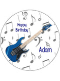 Blue Guitar Edible Icing Cake Topper or Ribbon