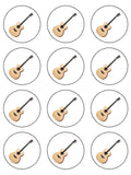 Classic Guitar Edible Icing Cake Topper or Ribbon