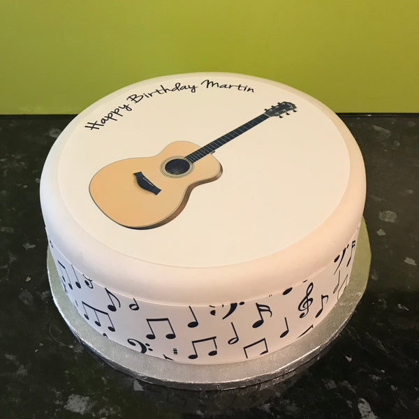 Classic Guitar Edible Icing Cake Topper or Ribbon