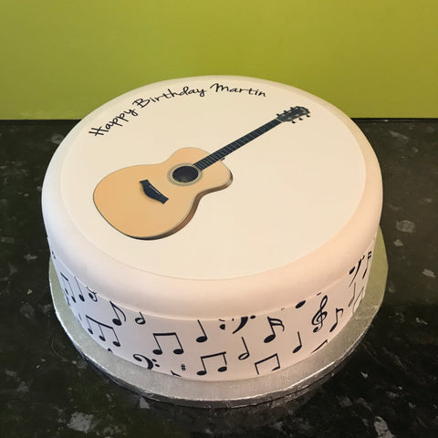 Classic Guitar Edible Icing Cake Topper or Ribbon