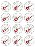 Red Guitar Edible Icing Cake Topper